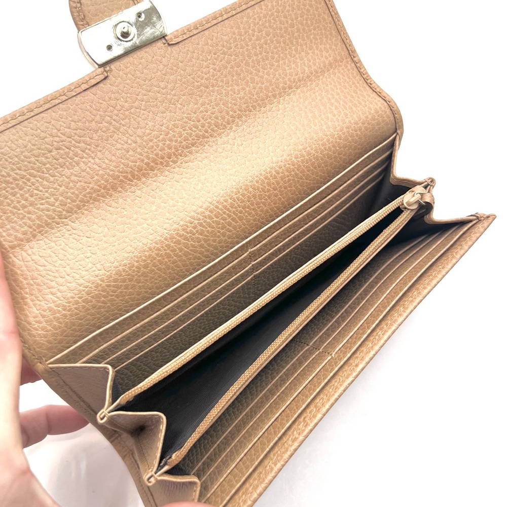 Authentic GUCCI Interlocking GG Beige Leather Lon… - image 6